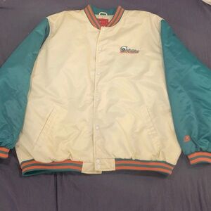 Reebok Miami Dolphins NFL Football Jacket 4XL White Teal Orange